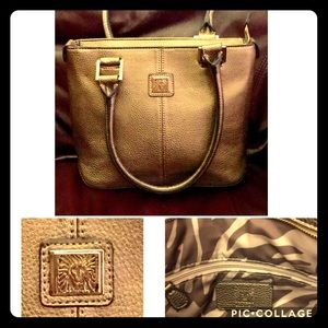 Anne Klein Pewter Small Satchel Bag w/zipper.